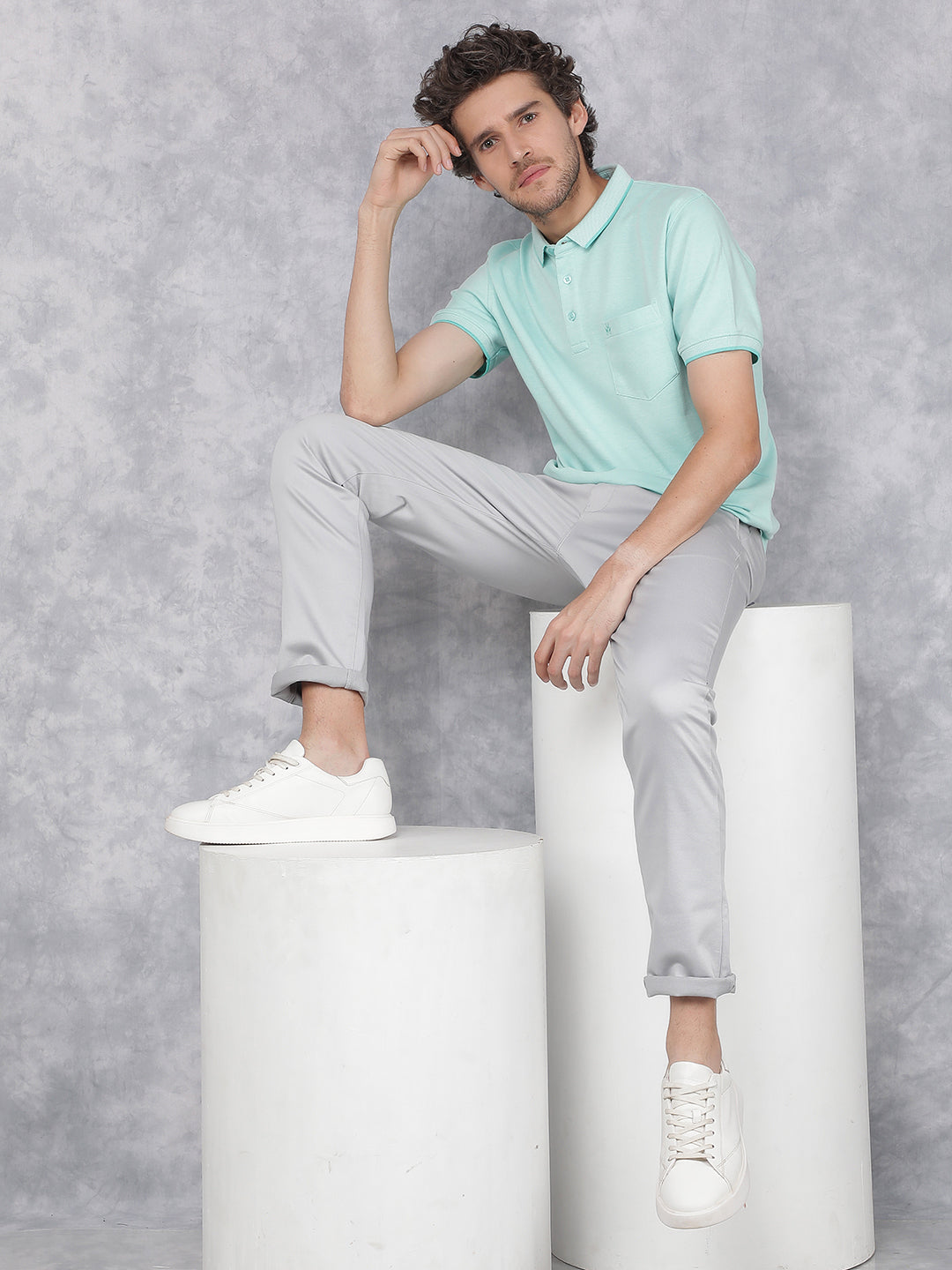 Grey Dobby Trousers-Men Trousers-Crimsoune Club