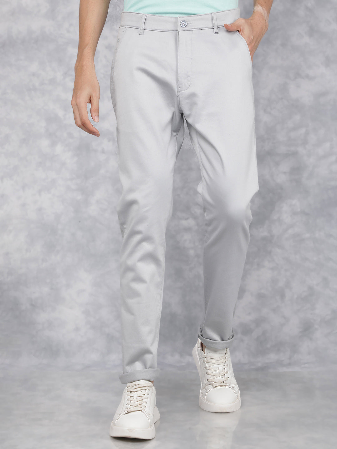 Grey Dobby Trousers-Men Trousers-Crimsoune Club