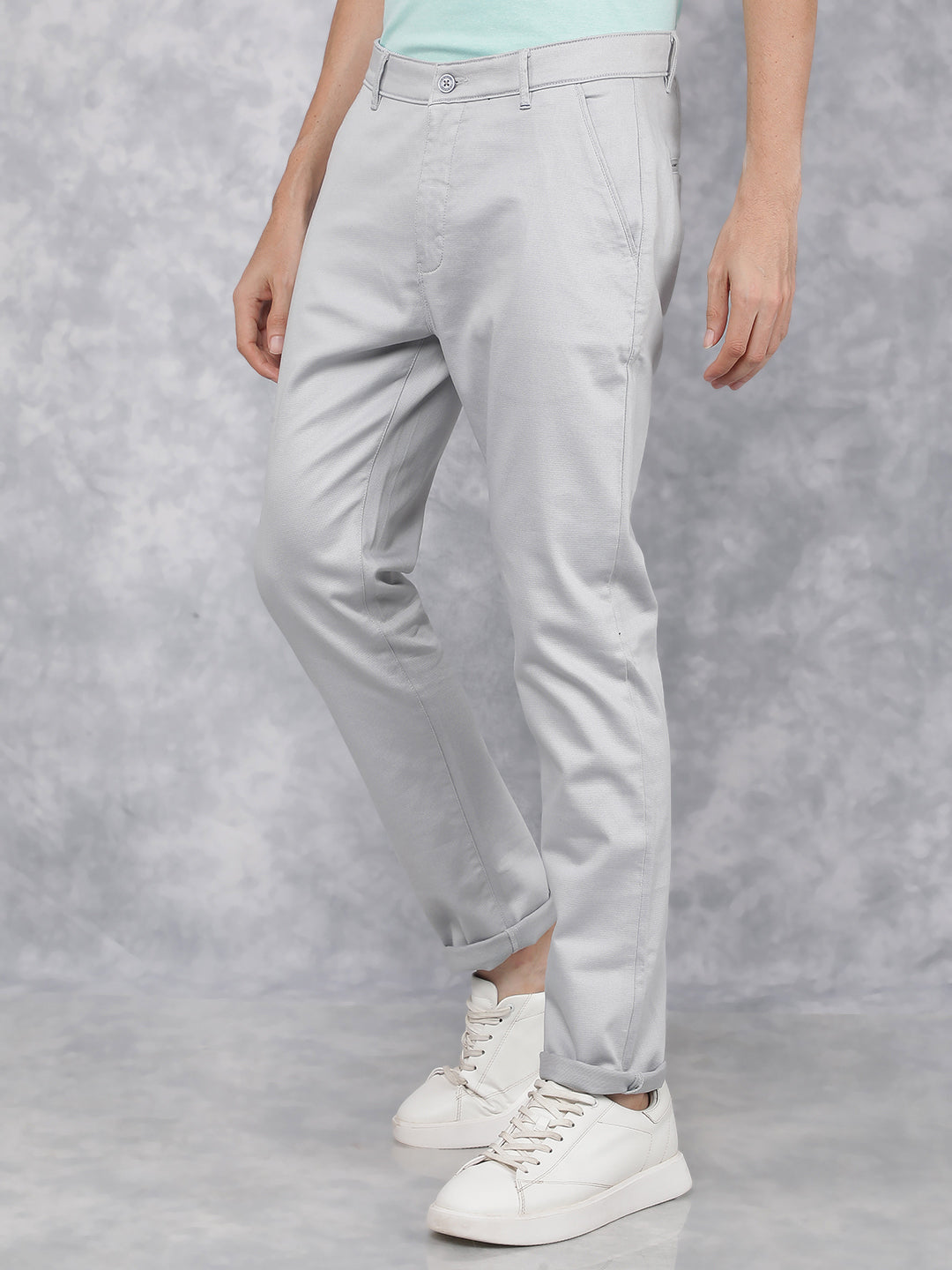 Grey Dobby Trousers-Men Trousers-Crimsoune Club