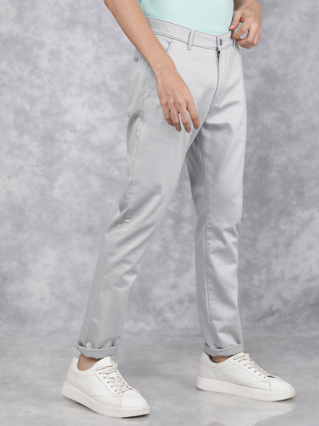 Grey Dobby Trousers-Men Trousers-Crimsoune Club