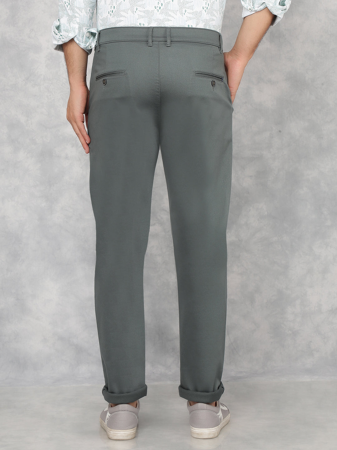 Green Dobby Trousers-Men Trousers-Crimsoune Club