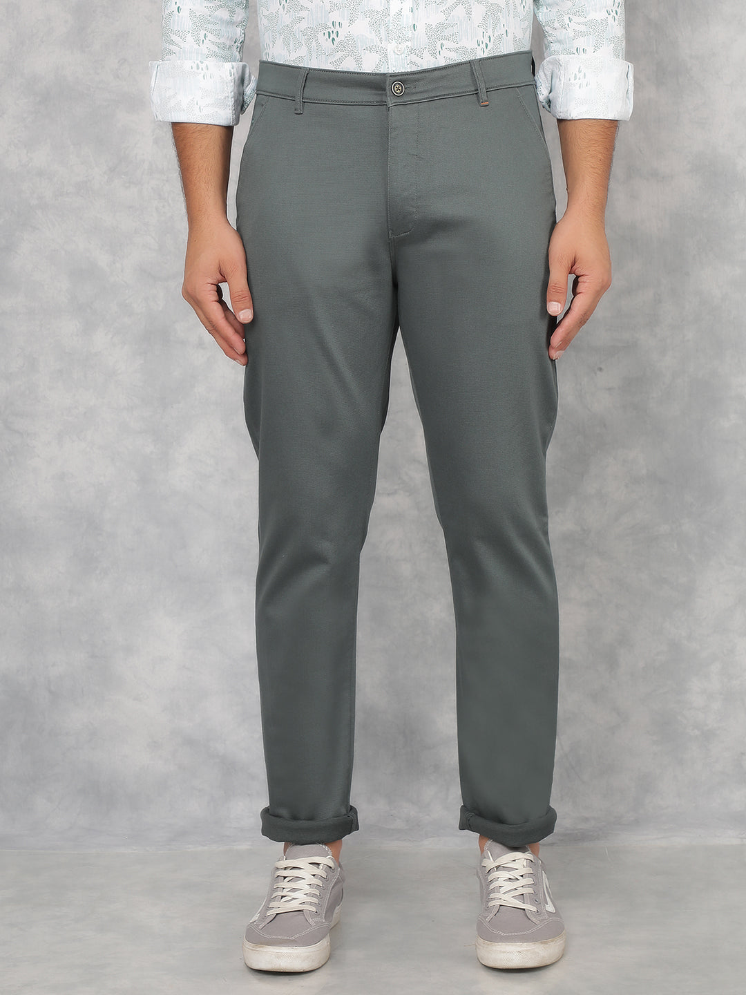 Green Dobby Trousers-Men Trousers-Crimsoune Club