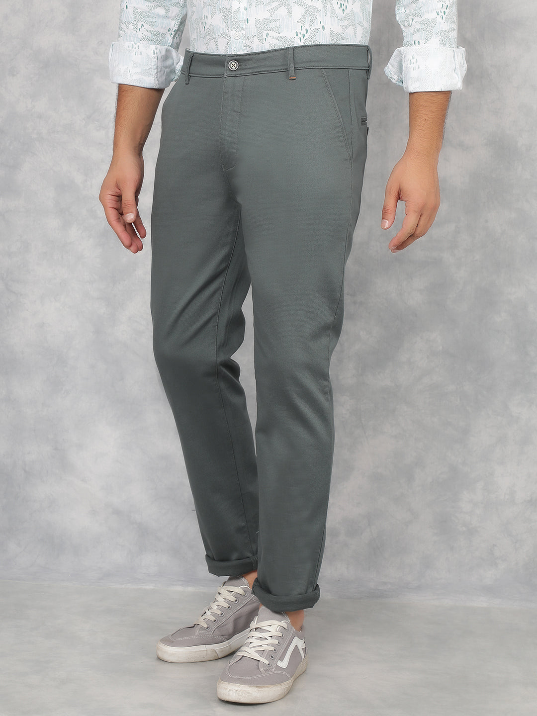 Green Dobby Trousers-Men Trousers-Crimsoune Club