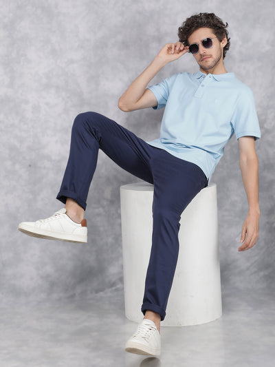 Blue Dobby Trousers-Men Trousers-Crimsoune Club