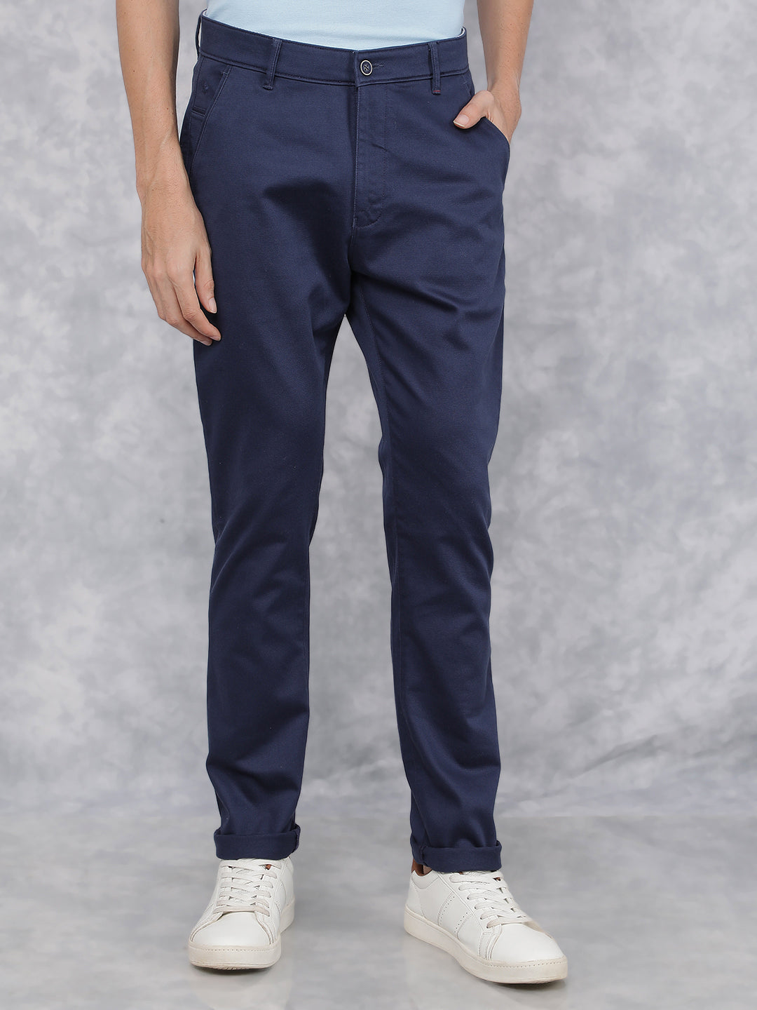 Blue Dobby Trousers-Men Trousers-Crimsoune Club