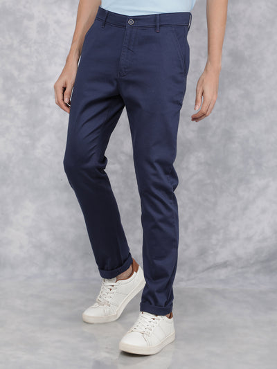 Blue Dobby Trousers-Men Trousers-Crimsoune Club