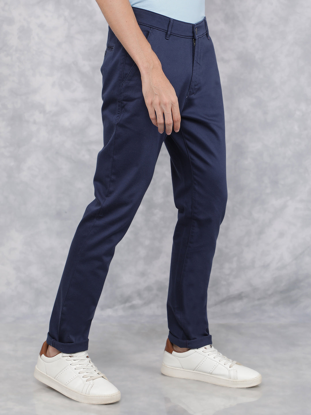 Blue Dobby Trousers-Men Trousers-Crimsoune Club