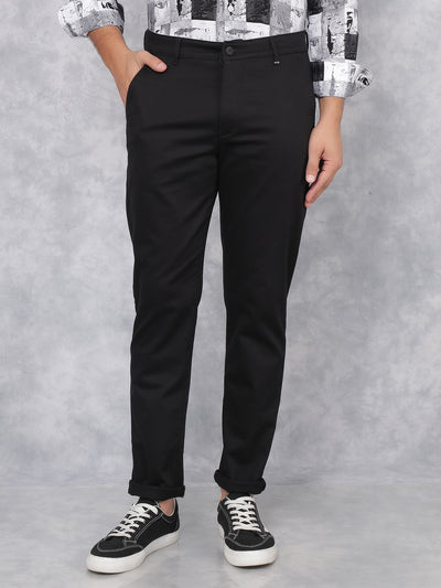 Black Dobby Trousers-Men Trousers-Crimsoune Club