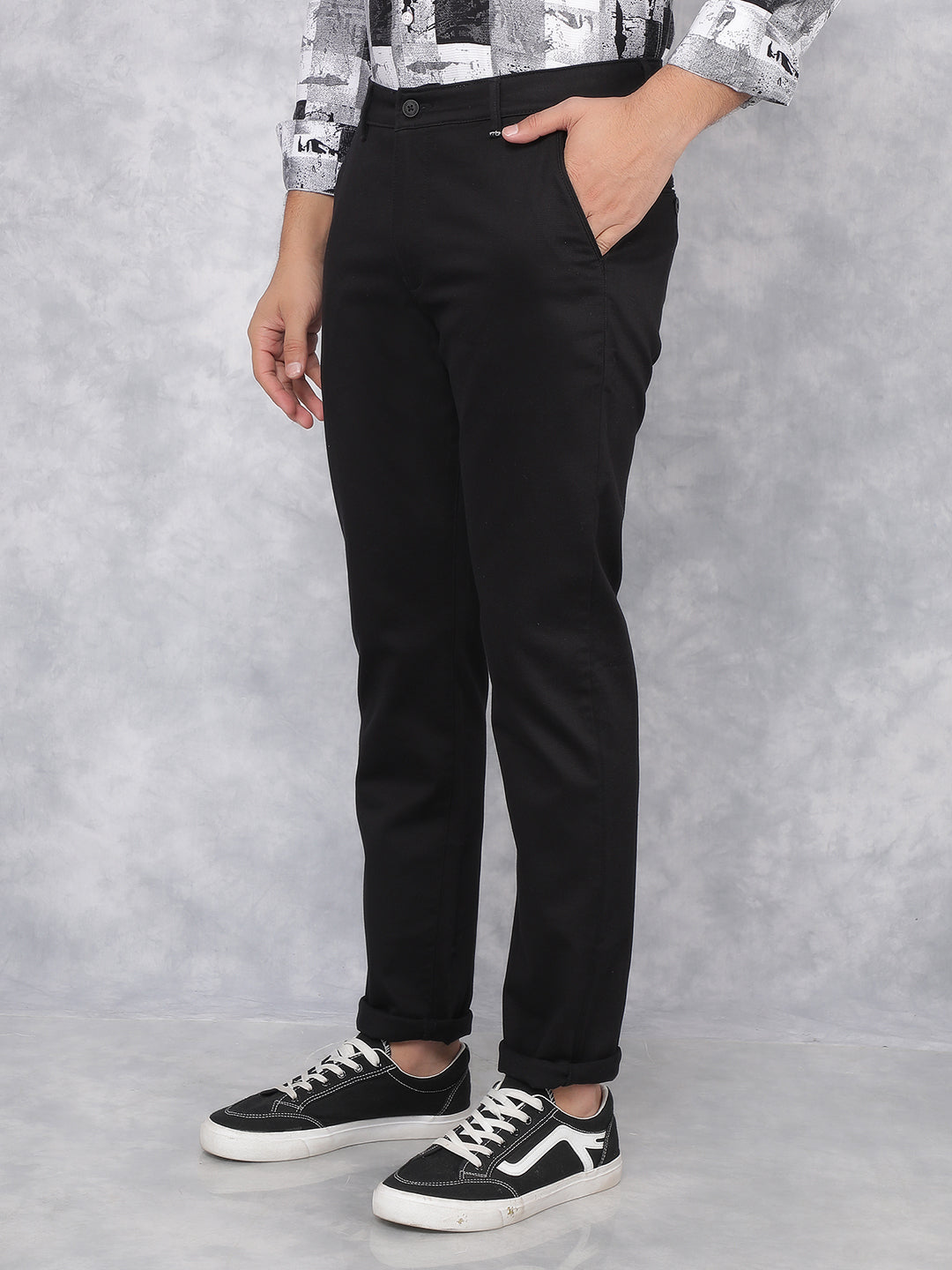 Black Dobby Trousers-Men Trousers-Crimsoune Club