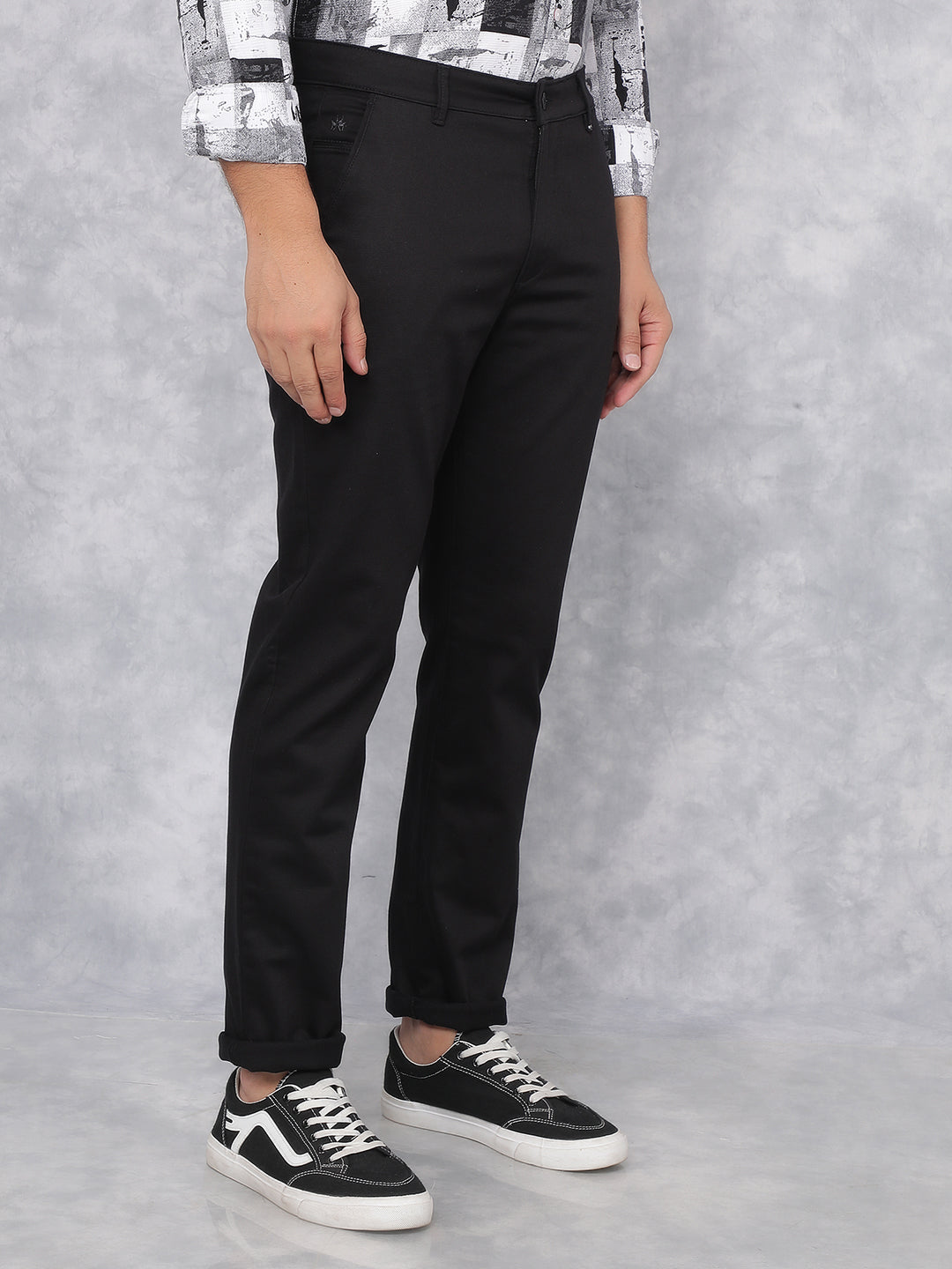 Black Dobby Trousers-Men Trousers-Crimsoune Club