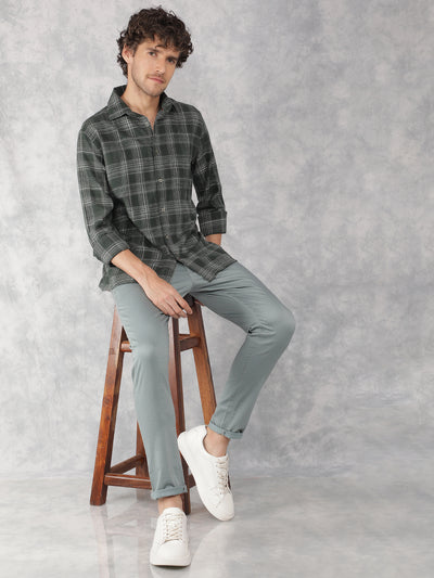 Blue Printed Chinos Trousers-Men Trousers-Crimsoune Club