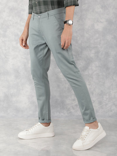 Blue Printed Chinos Trousers-Men Trousers-Crimsoune Club