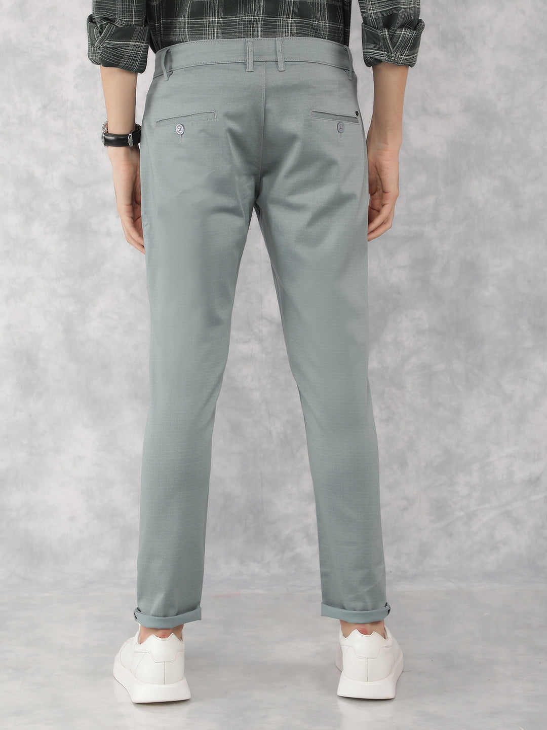 Blue Printed Chinos Trousers-Men Trousers-Crimsoune Club