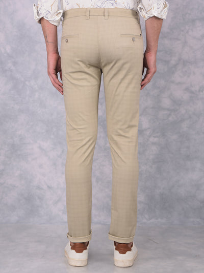 Beige Checked Trousers-Men Trousers-Crimsoune Club