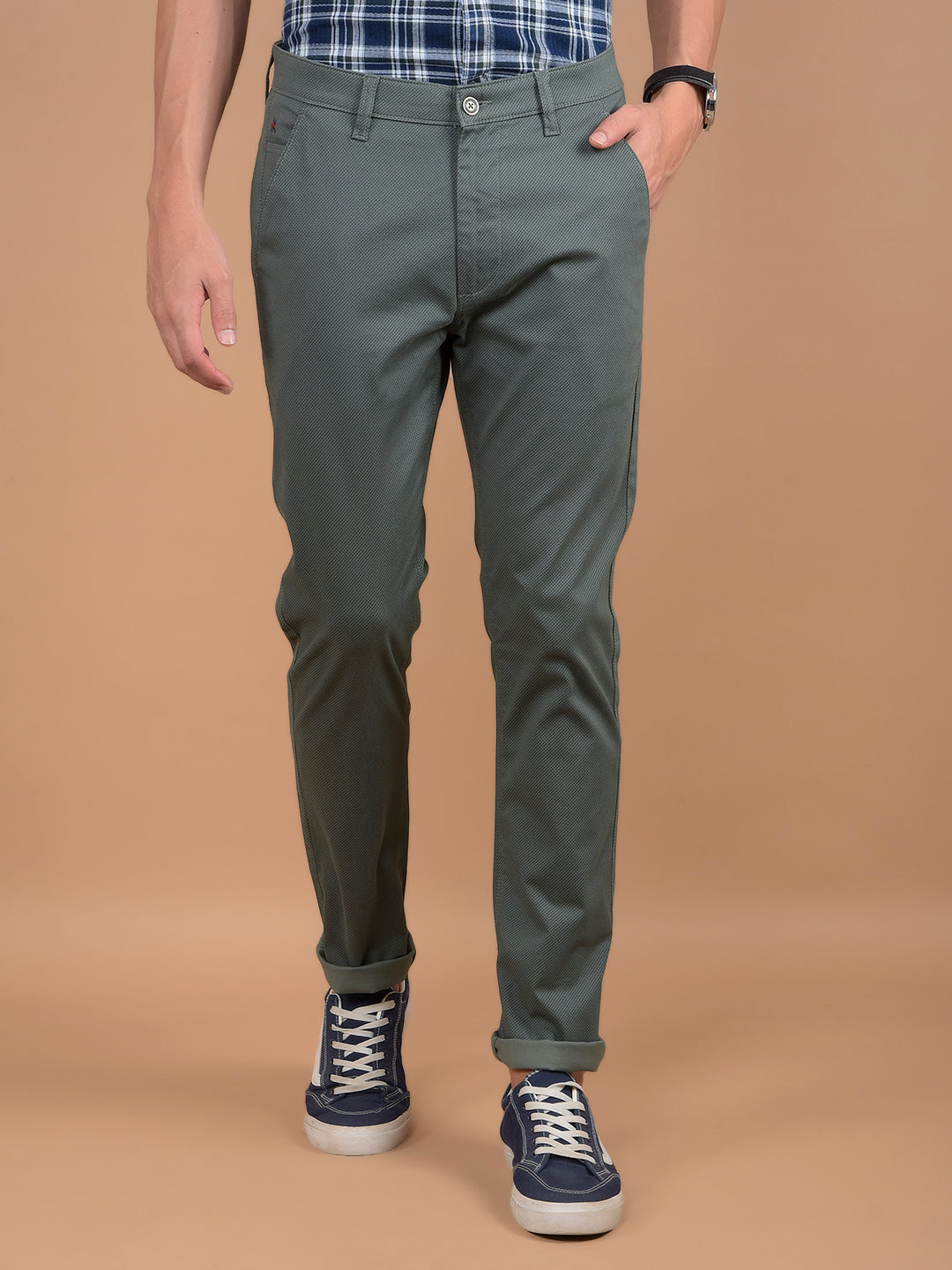 Green Printed Trousers-Men Trousers-Crimsoune Club