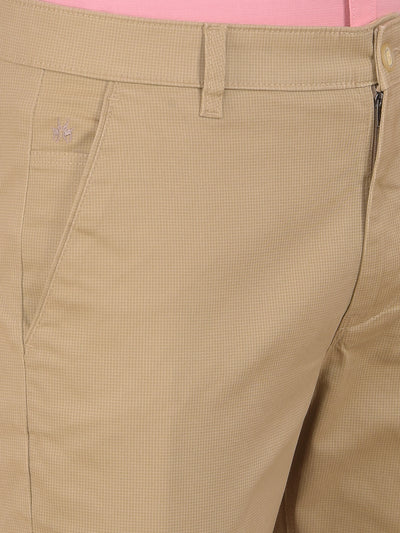 Beige Checked Trousers-Men Trousers-Crimsoune Club