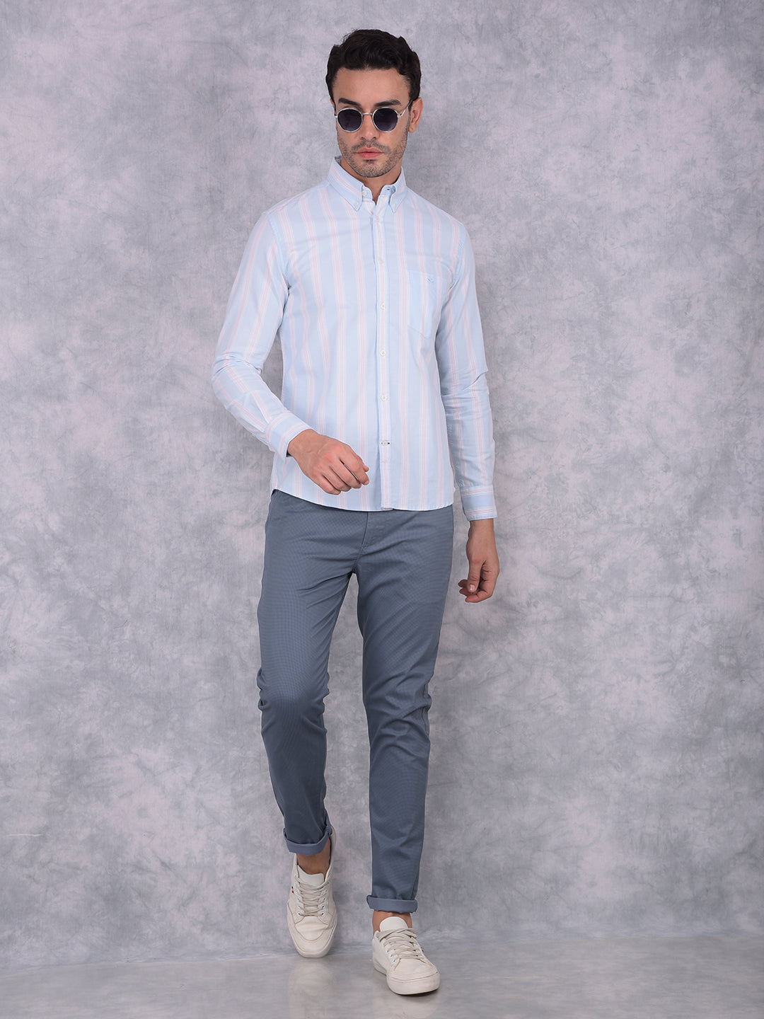 Blue Checked Trousers-Men Trousers-Crimsoune Club