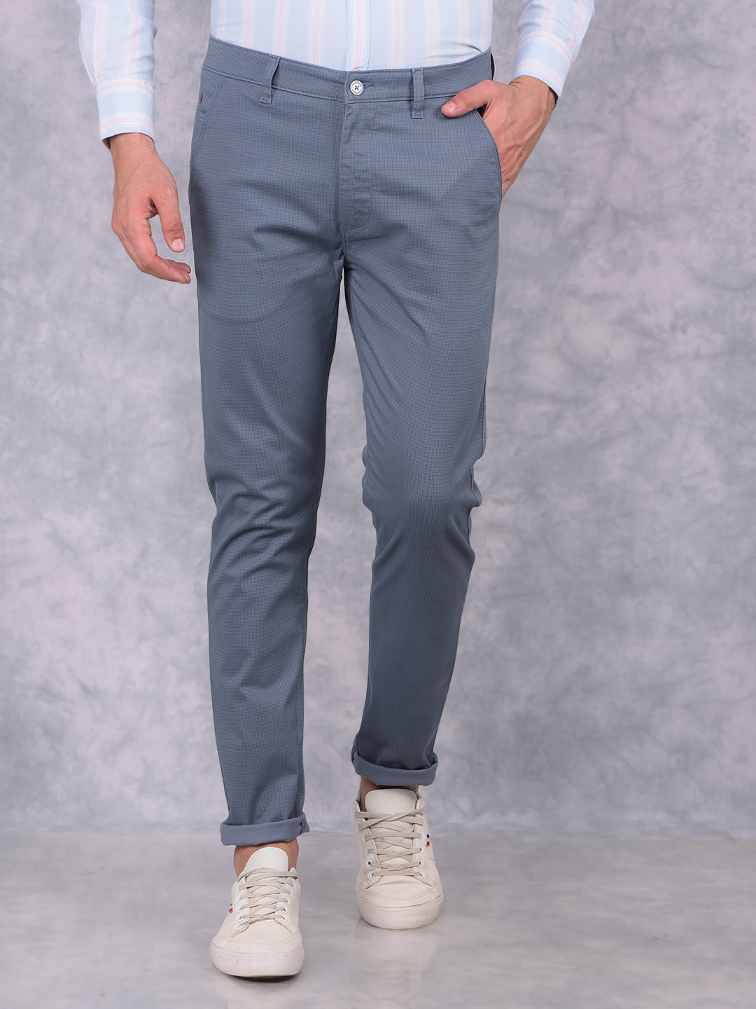 Blue Checked Trousers-Men Trousers-Crimsoune Club