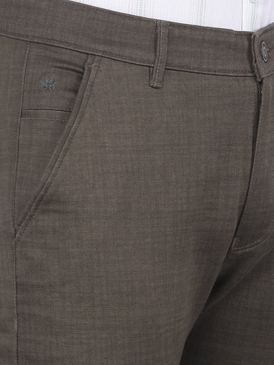 Olive Textured Print Trousers-Men Trousers-Crimsoune Club