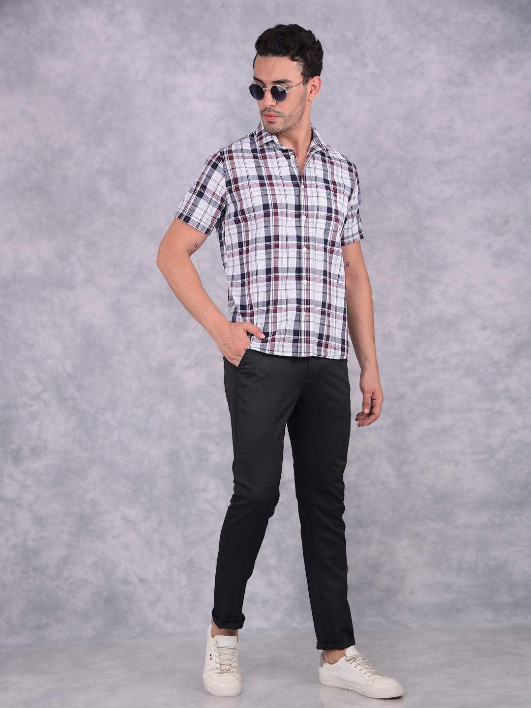 Black Checked Trousers-Men Trousers-Crimsoune Club