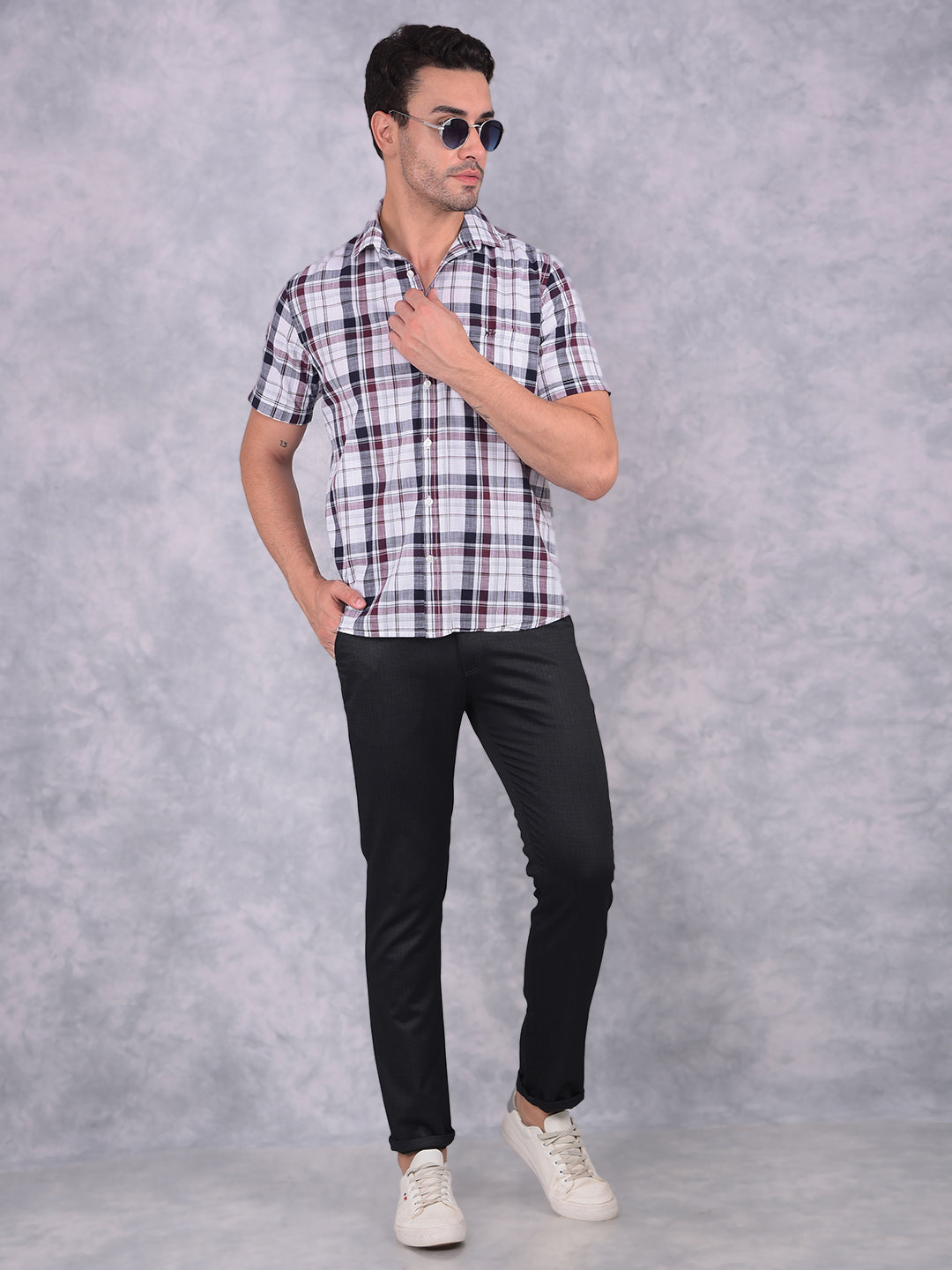 Black Checked Trousers-Men Trousers-Crimsoune Club