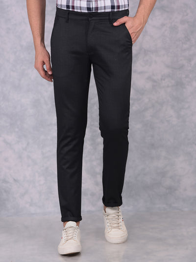 Black Checked Trousers-Men Trousers-Crimsoune Club