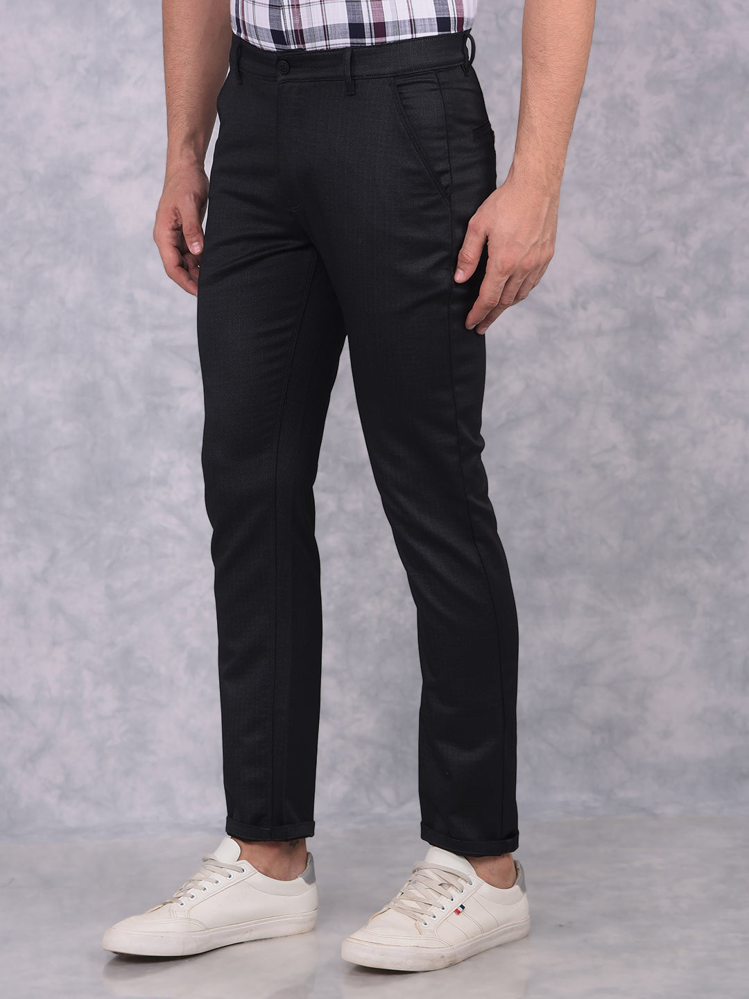 Black Checked Trousers-Men Trousers-Crimsoune Club