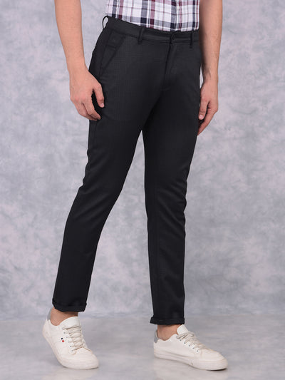 Black Checked Trousers-Men Trousers-Crimsoune Club