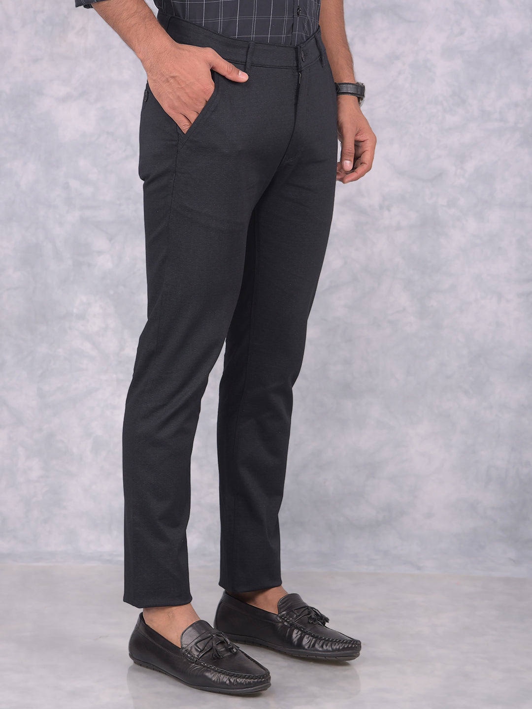 Black Checked Trousers-Men Trousers-Crimsoune Club