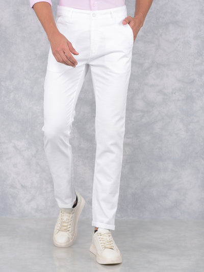 White 100% Cotton Trousers-Men Trousers-Crimsoune Club