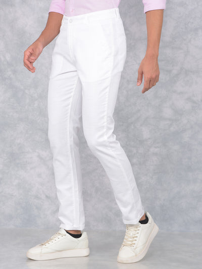 White 100% Cotton Trousers-Men Trousers-Crimsoune Club