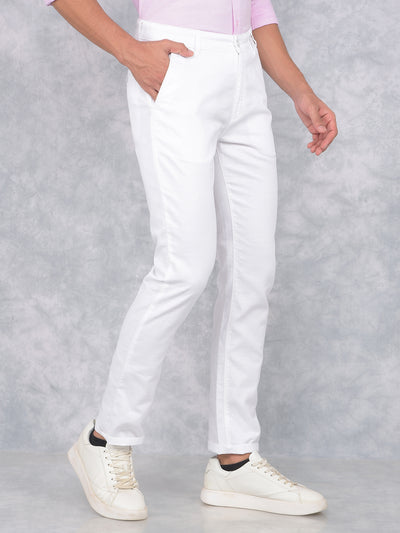 White 100% Cotton Trousers-Men Trousers-Crimsoune Club