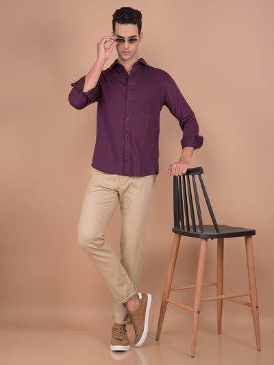 Beige 100% Cotton Trousers-Men Trousers-Crimsoune Club