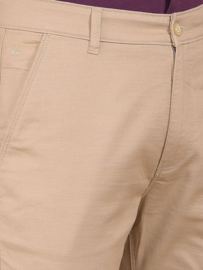 Beige 100% Cotton Trousers-Men Trousers-Crimsoune Club