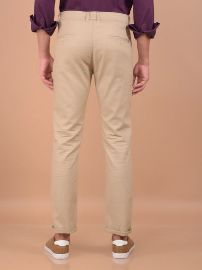 Beige 100% Cotton Trousers-Men Trousers-Crimsoune Club