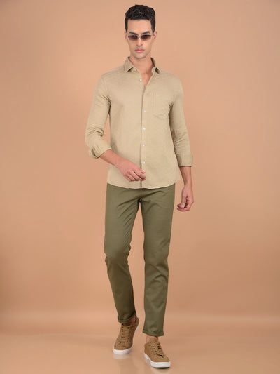 Olive 100% Cotton Trousers-Men Trousers-Crimsoune Club