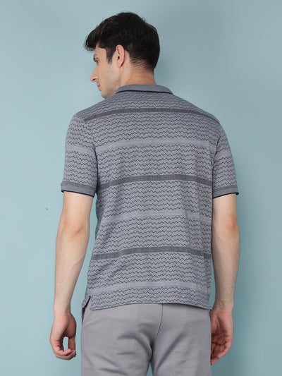 Grey Striped T-Shirt-Men T-shirts-Crimsoune Club