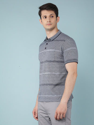 Grey Striped T-Shirt-Men T-shirts-Crimsoune Club