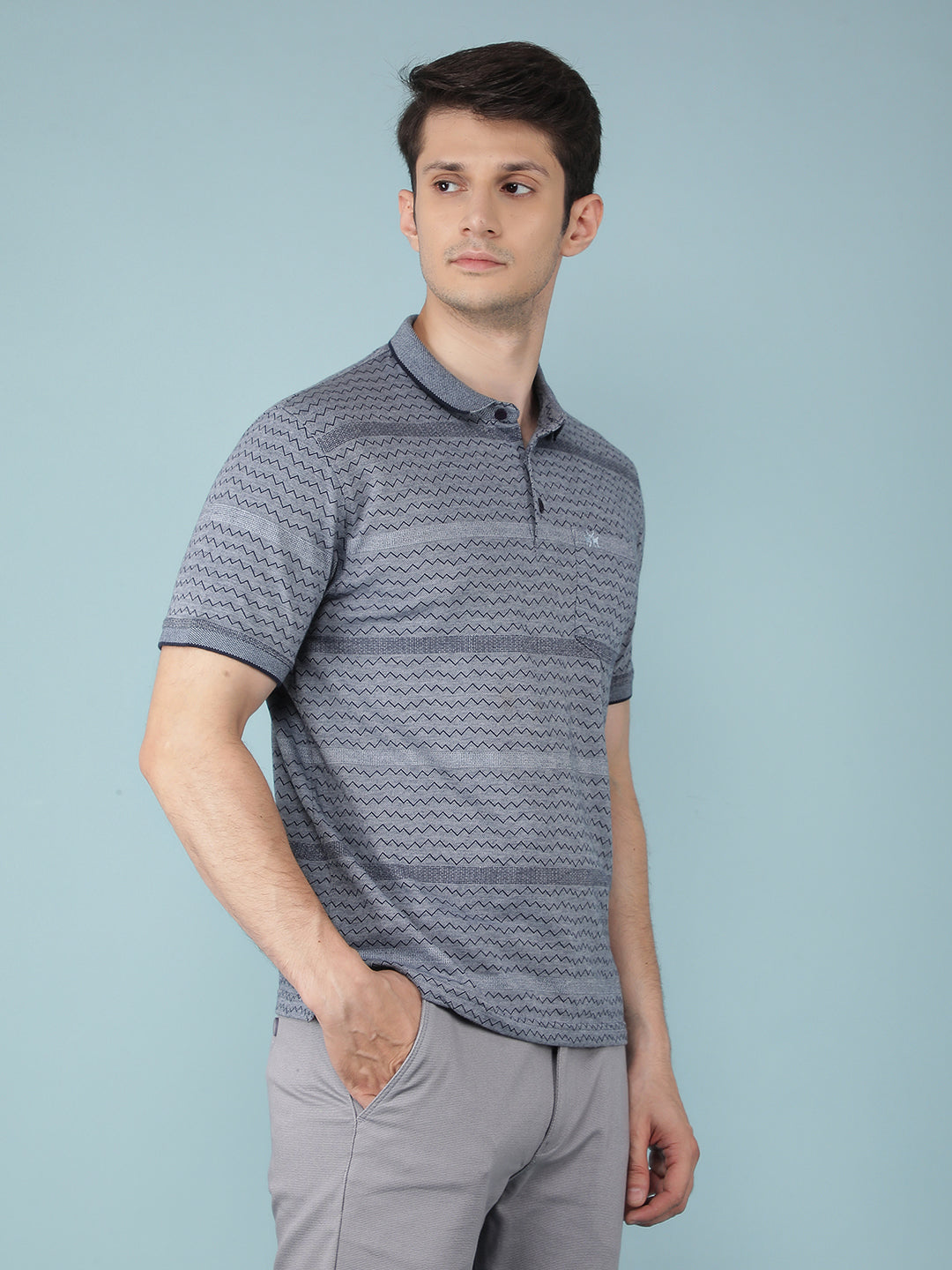 Grey Striped T-Shirt-Men T-shirts-Crimsoune Club