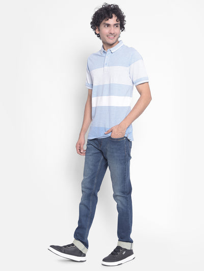 Blue Stripes T-Shirt-Men T-Shirts-Crimsoune Club