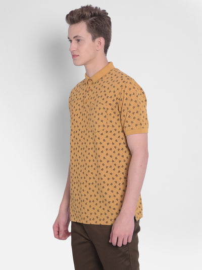 Mustard Printed T-Shirt-Men T-Shirts-Crimsoune Club