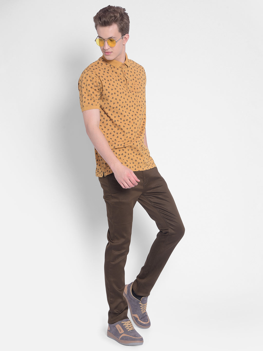 Mustard Printed T-Shirt-Men T-Shirts-Crimsoune Club