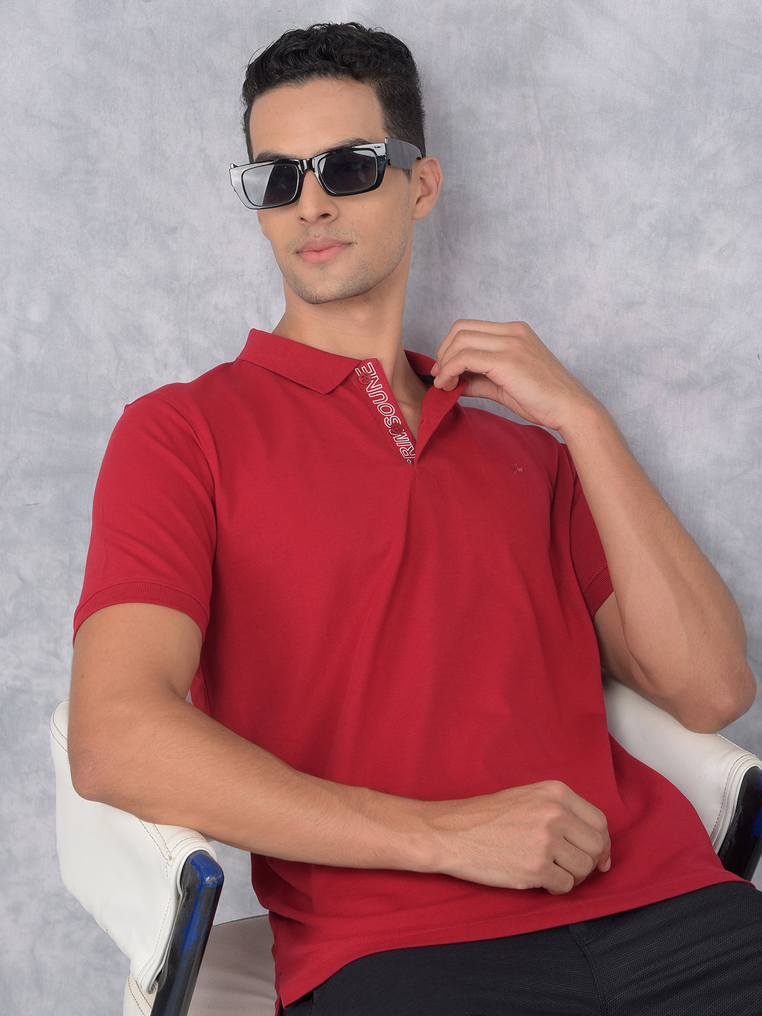 Red Polo T-Shirt-Men T-shirts-Crimsoune Club