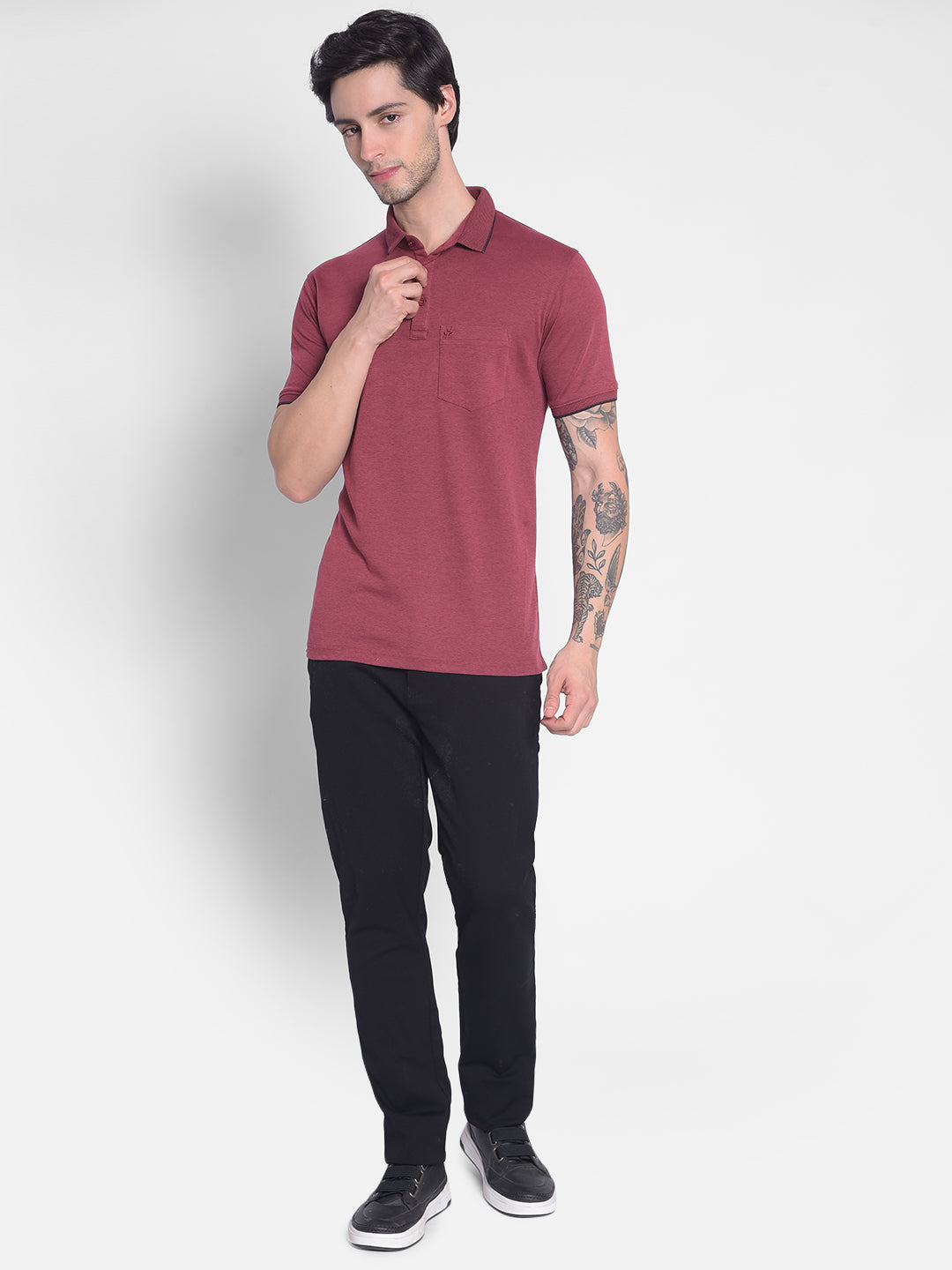 Wine Polo T-Shirt-Men T-Shirts-Crimsoune Club