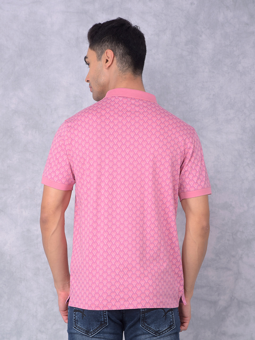 Pink Printed Cotton T-Shirt-Men T-Shirts-Crimsoune Club