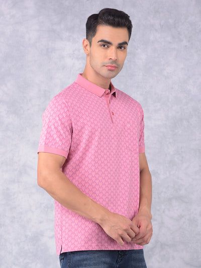 Pink Printed Cotton T-Shirt-Men T-Shirts-Crimsoune Club