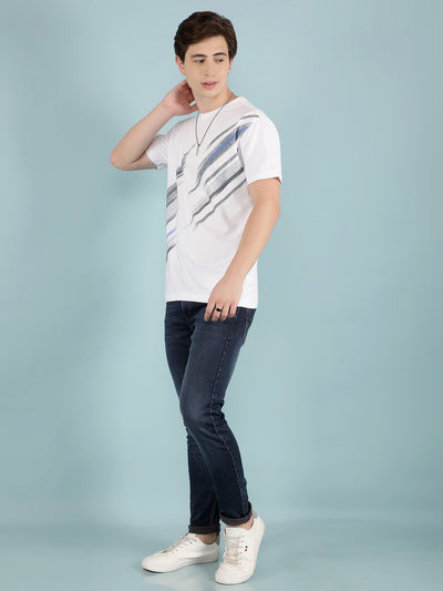 White Graphic Print T-Shirt-Men T-Shirts-Crimsoune Club