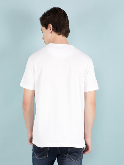 White Graphic Print T-Shirt-Men T-Shirts-Crimsoune Club