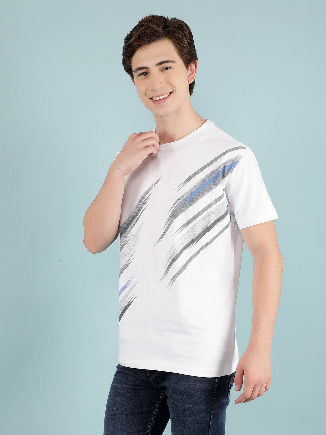 White Graphic Print T-Shirt-Men T-Shirts-Crimsoune Club