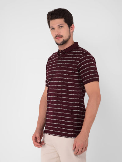 Wine Striped T-Shirt-Men T-Shirts-Crimsoune Club